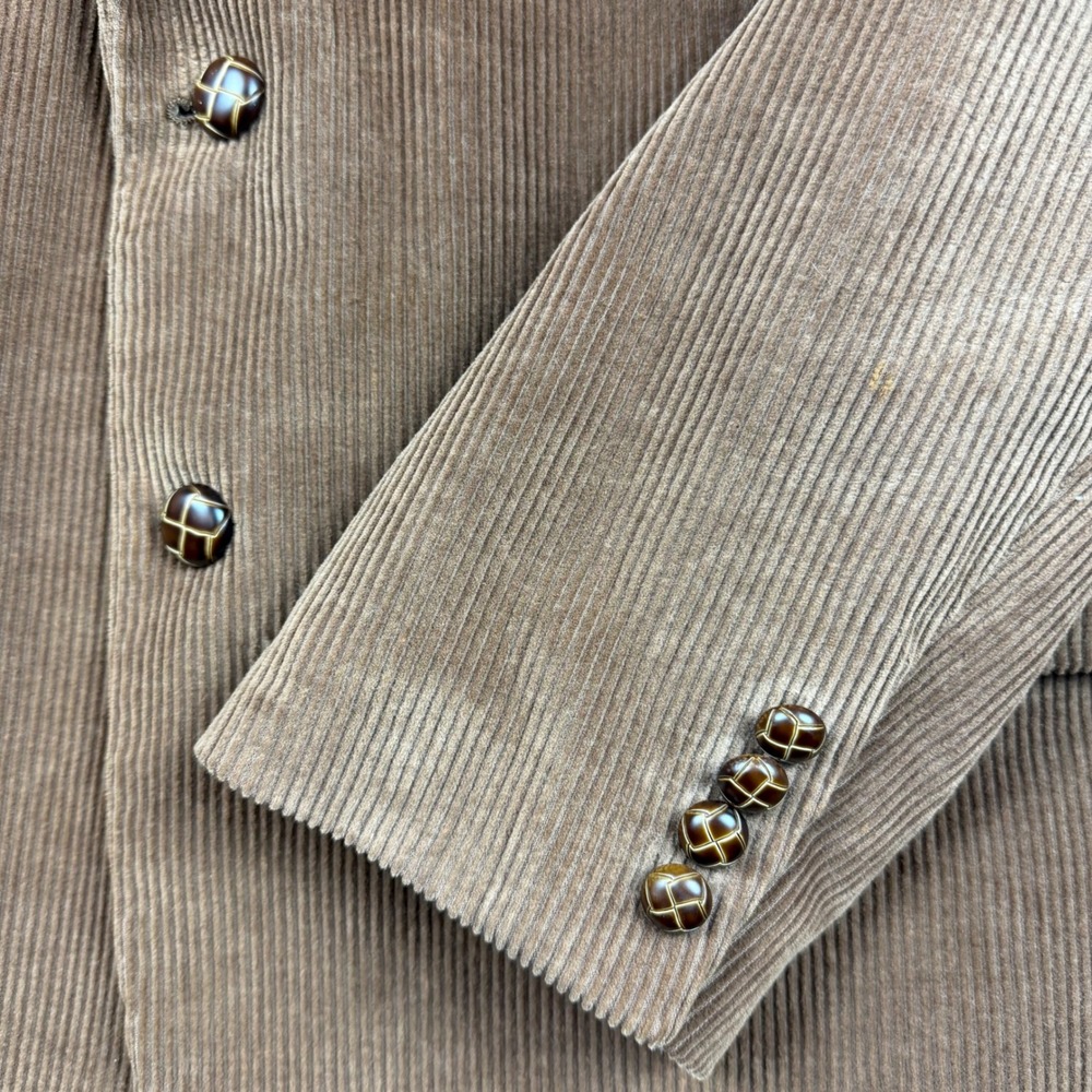 Lauren Ralph Lauren Mens 44R Brown Corduroy Blazer Paisley Lined Leather Buttons - Picture 5 of 16